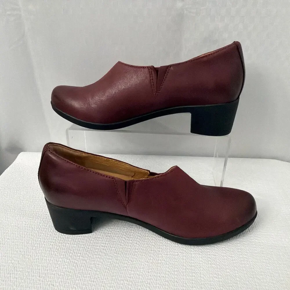 Dansko Shoes Womens Size 9 Camdyn Wine Red Leather Slip On Block Heels 39